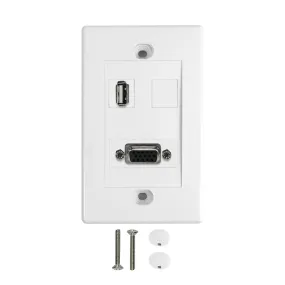 1-Port VGA   1-Port USB Wall Plate Kit - White