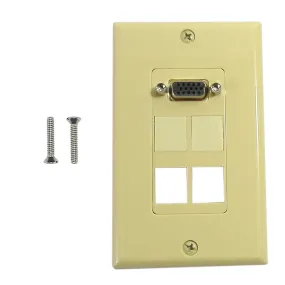 1-Port VGA Wall Plate Kit Decora Ivory (with 4x Keystone inserts)