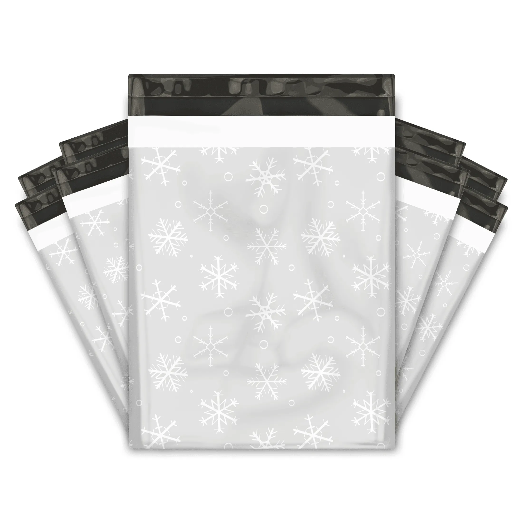 12x15" Winter Snowflake Designer Poly Mailers Shipping Envelopes Premium Printed Bags