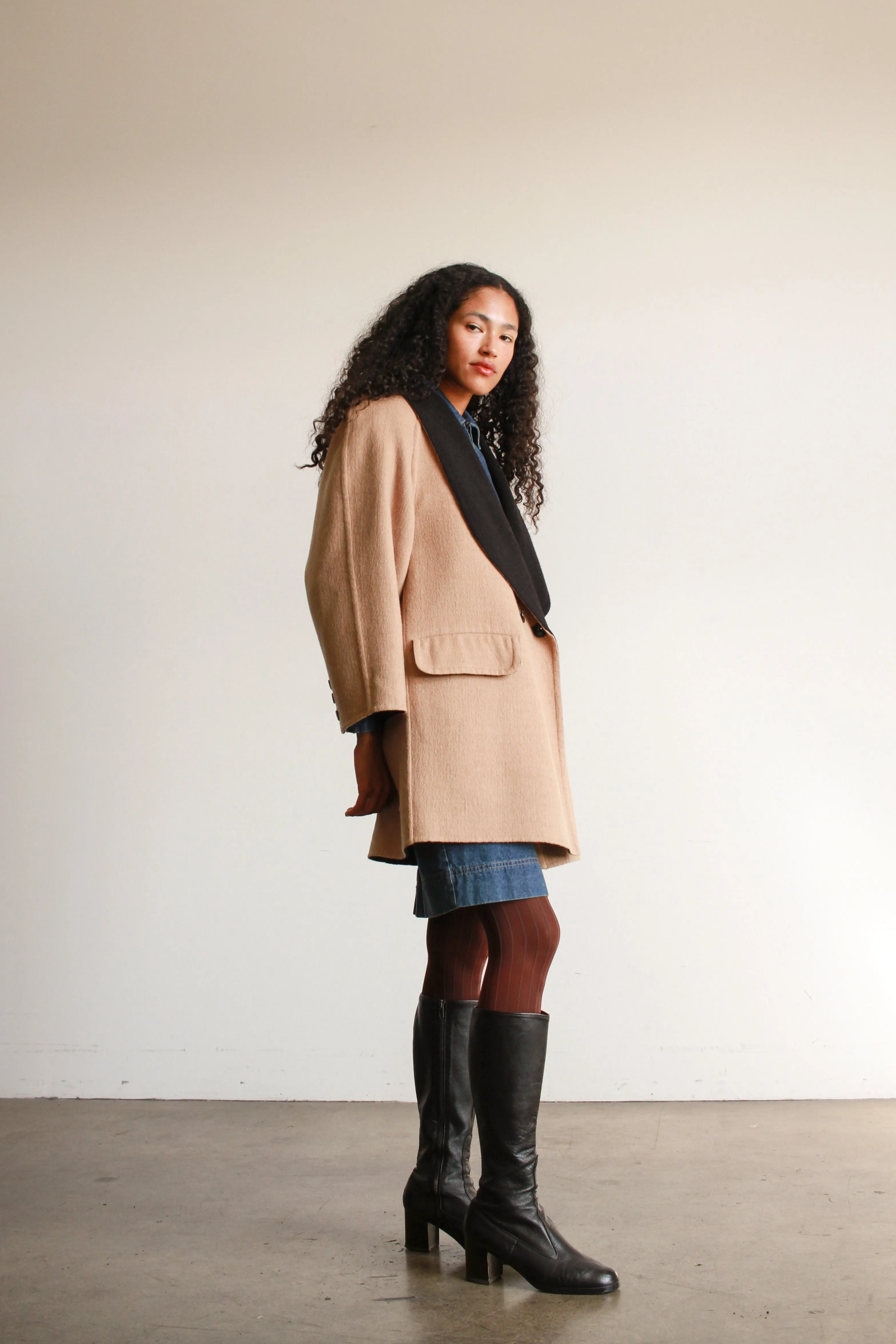 1980s Mila Schon Camel Wool Oversized Coat