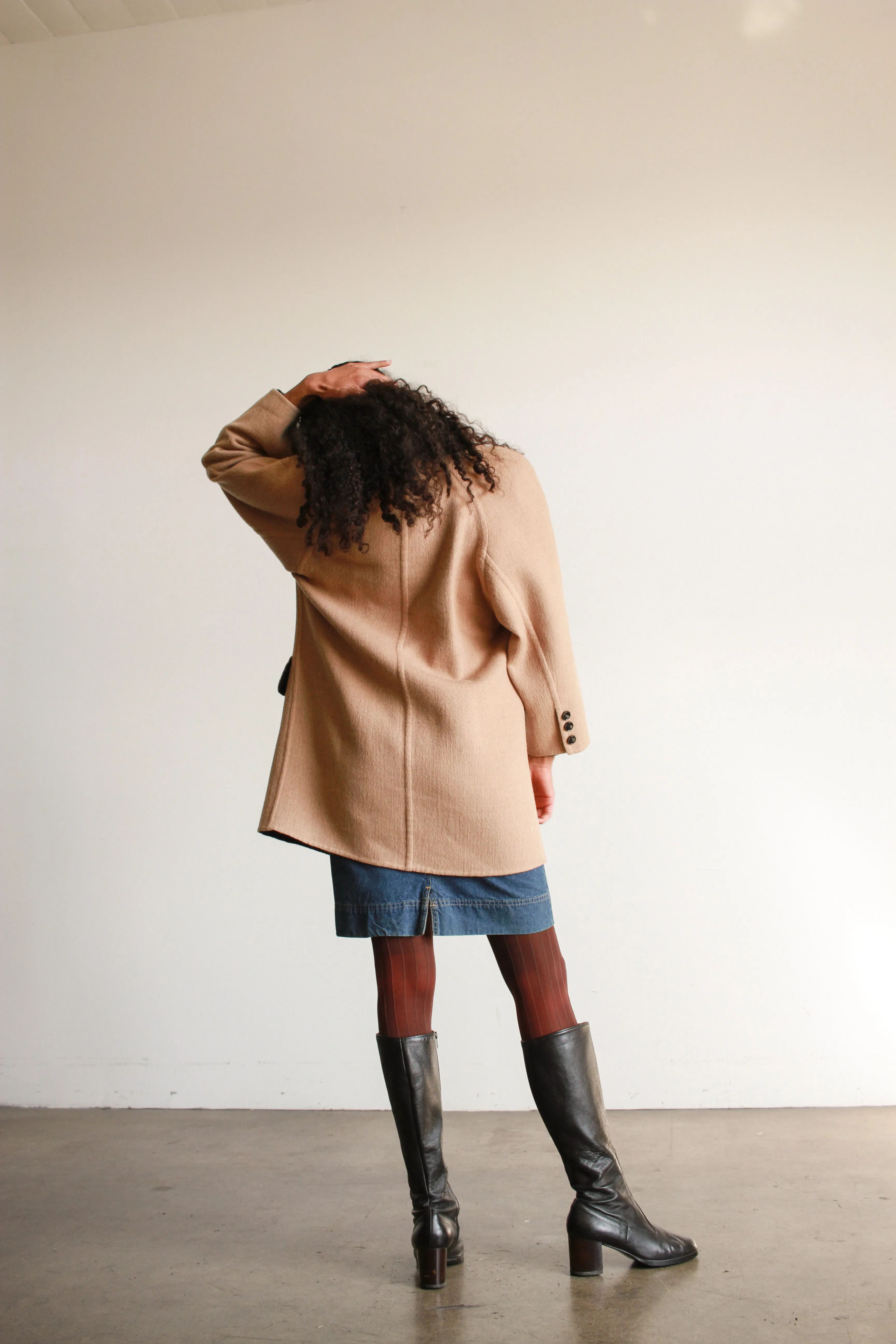 1980s Mila Schon Camel Wool Oversized Coat