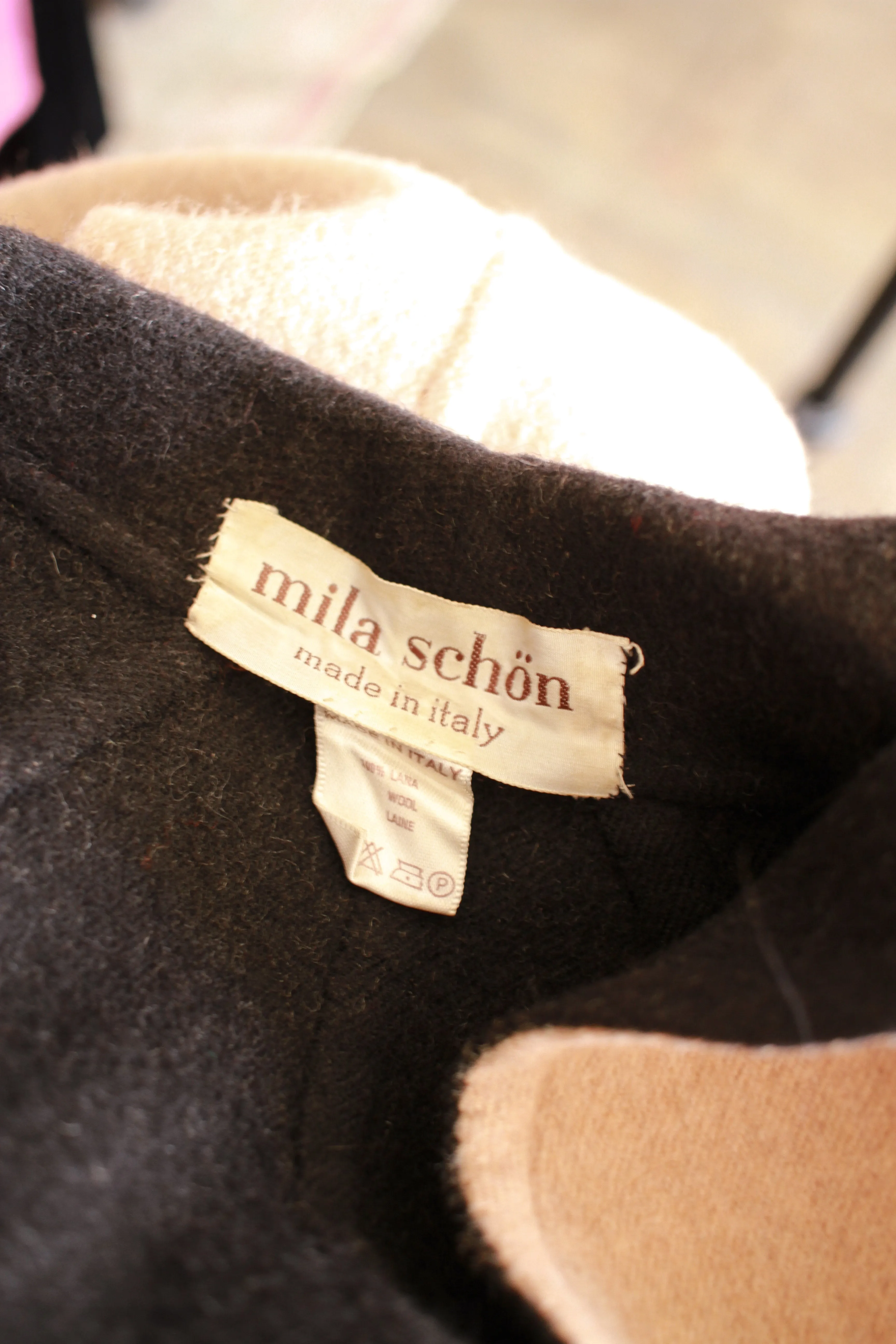 1980s Mila Schon Camel Wool Oversized Coat