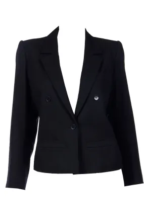 1984 Yves Saint Laurent Vintage Black Wool Cropped Jacket