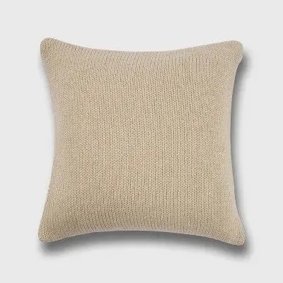 20"x20" Oversize Chunky Sweater Knit Square Throw Pillow Neutral - Evergrace