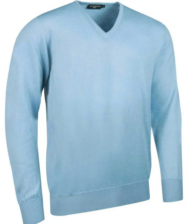 40% OFF GLENMUIR Mens Wilkie V-Neck Sweater - Fine Merino Wool - Charcoal - Size: SMALL & MEDIUM