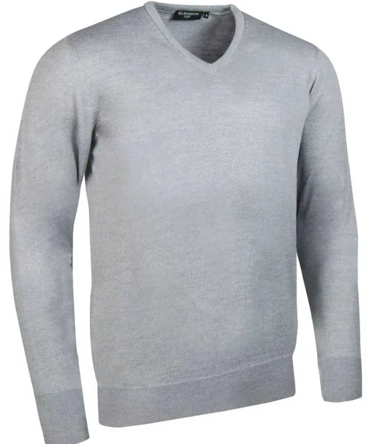 40% OFF GLENMUIR Mens Wilkie V-Neck Sweater - Fine Merino Wool - Charcoal - Size: SMALL & MEDIUM