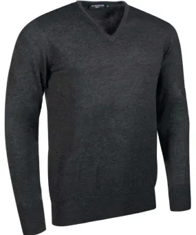 40% OFF GLENMUIR Mens Wilkie V-Neck Sweater - Fine Merino Wool - Charcoal - Size: SMALL & MEDIUM