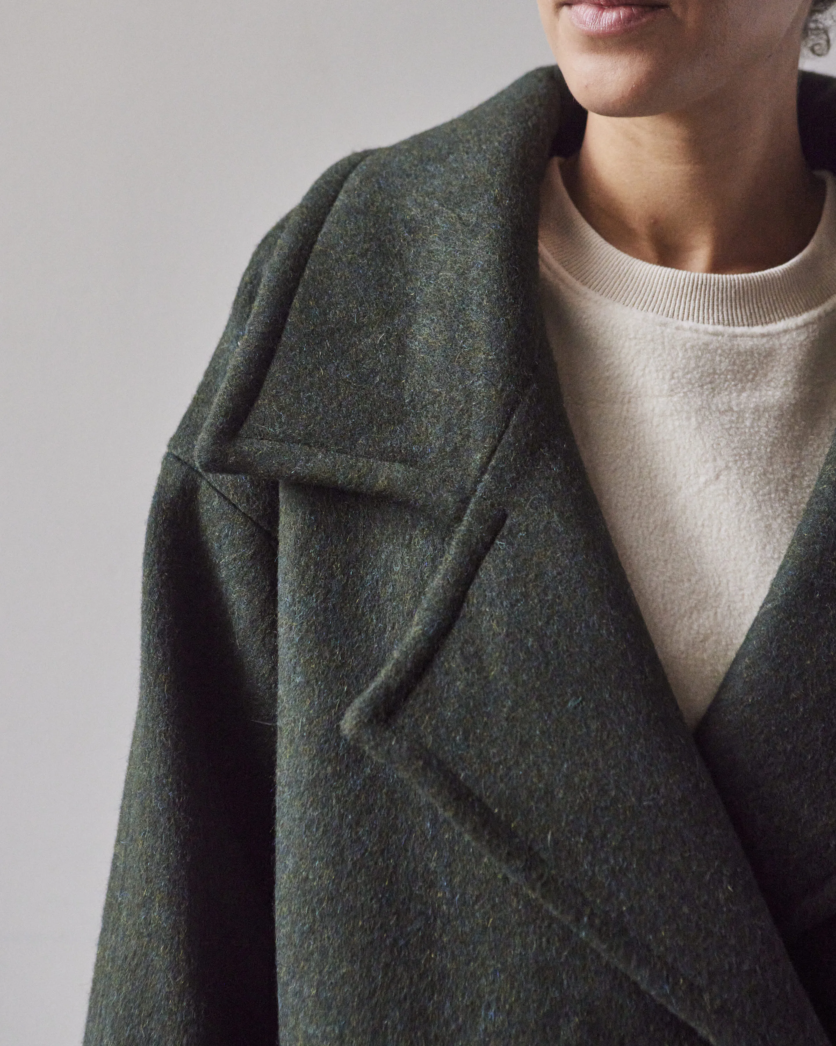 7115 Oversized Wool Coat, Dark Moss