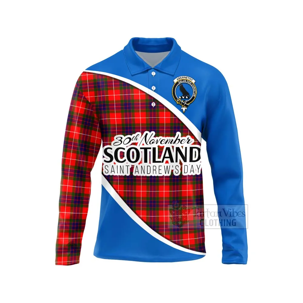 Abernethy Family Crest Tartan Long Sleeve Polo Shirt Celebrate Saint Andrew's Day in Style