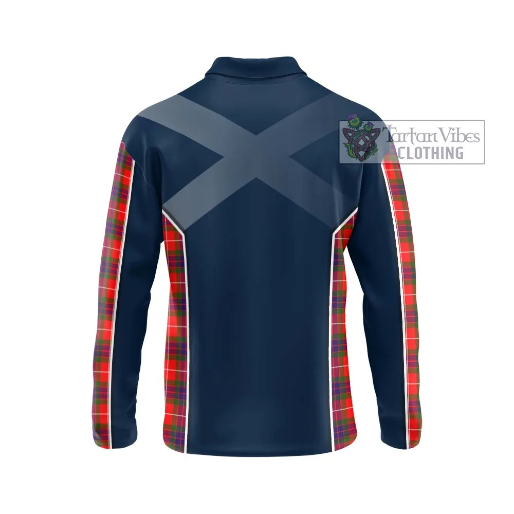 Abernethy Tartan Long Sleeve Polo Shirt with Family Crest and Lion Rampant Vibes Sport Style