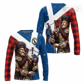 Abernethy Tartan Long Sleeve T-Shirt with Family Crest Scottish Bagpiper Vibes