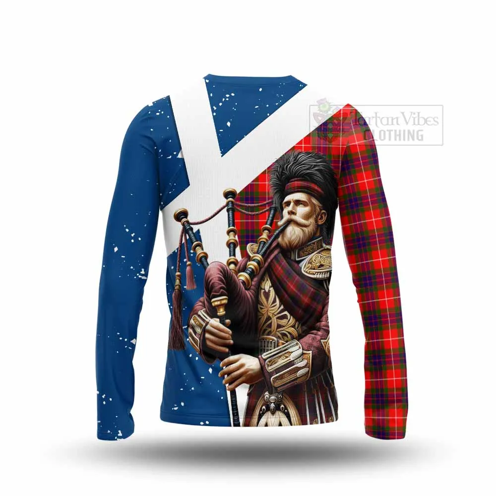 Abernethy Tartan Long Sleeve T-Shirt with Family Crest Scottish Bagpiper Vibes