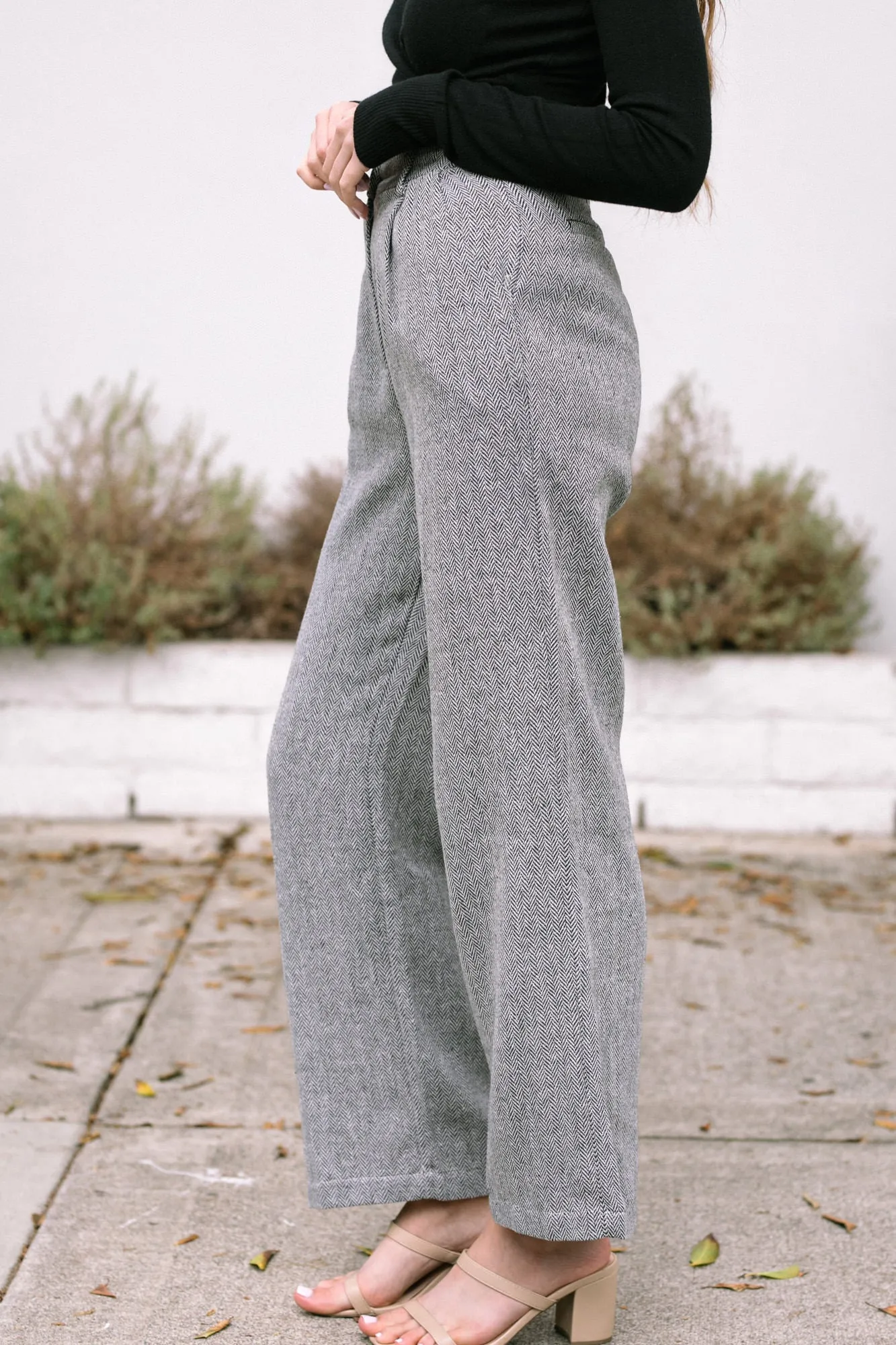 Abigail Herringbone Woven Trousers