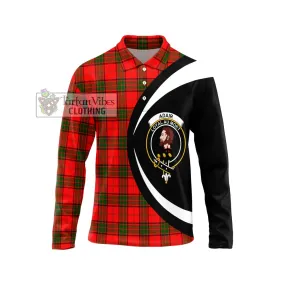 Adair Tartan Long Sleeve Polo Shirt with Family Crest Circle Style