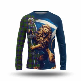 Adam Tartan Family Crest Long Sleeve T-Shirt with Scottish Majestic Lion