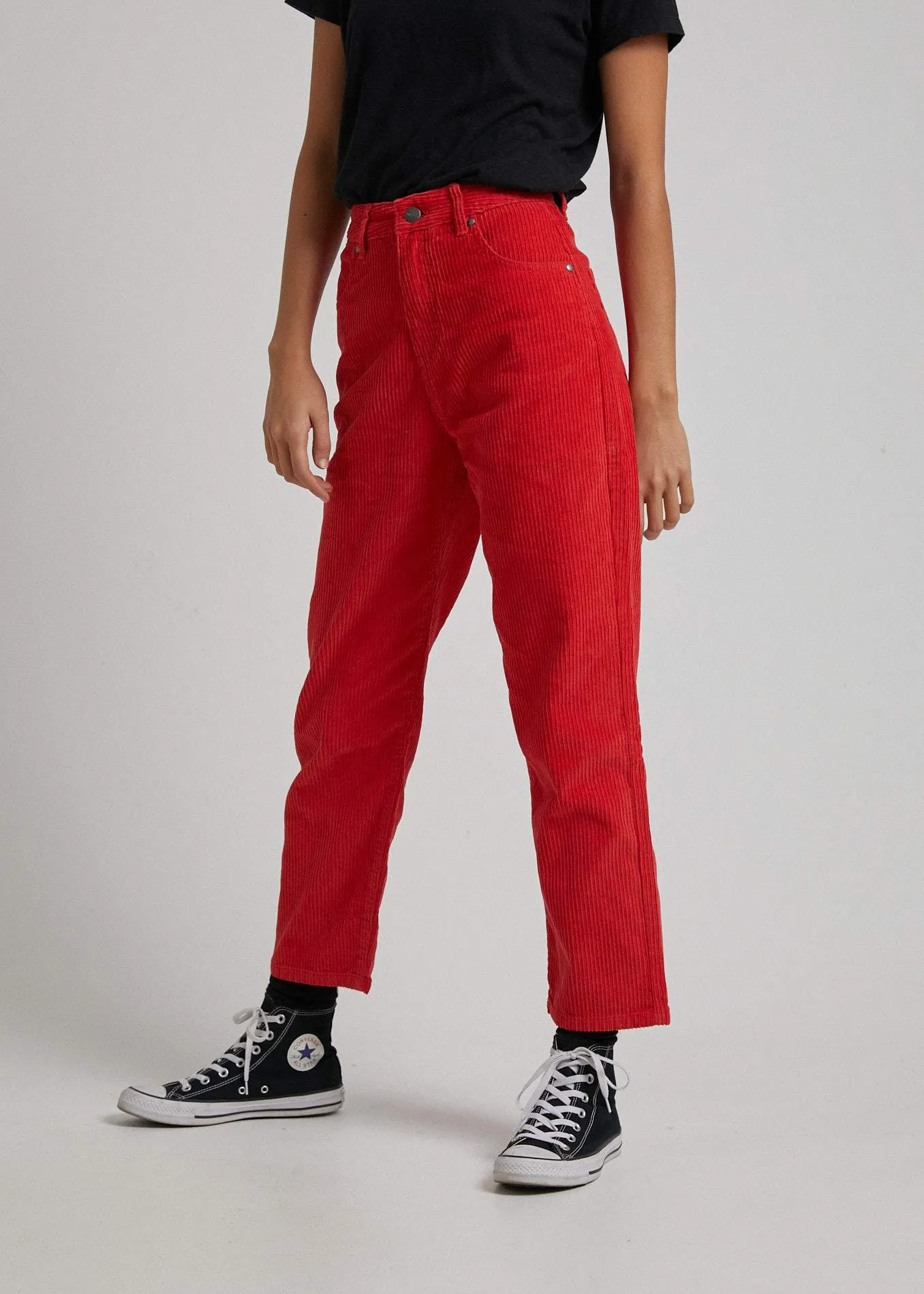 Afends Womens Shelby - Mixed Corduroy Wide Leg Pant - Flame Red