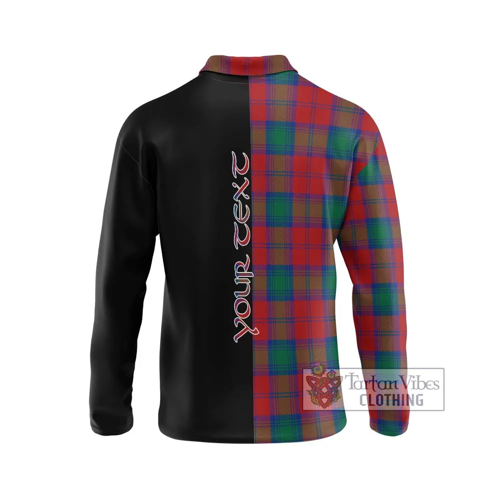 Affleck Tartan Long Sleeve Polo Shirt with Family Crest and Half Of Me Style