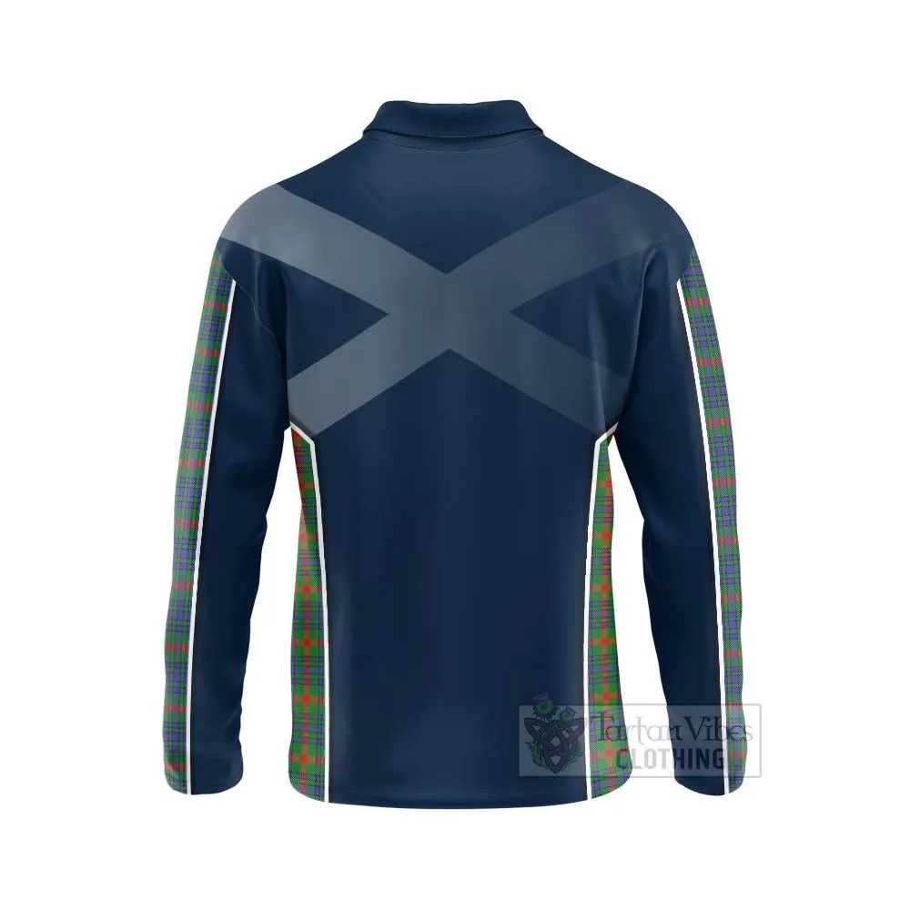 Aiton Tartan Long Sleeve Polo Shirt with Family Crest and Scottish Thistle Vibes Sport Style