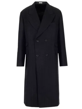 Alexander McQueen Herringbone Tailored Double-Breasted Oversized Coat