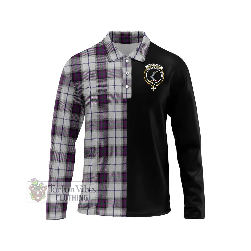 Alexander of Menstry Dress Tartan Long Sleeve Polo Shirt with Family Crest and Half Of Me Style