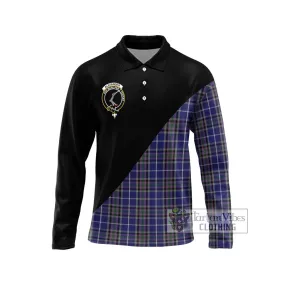 Alexander of Menstry Tartan Long Sleeve Polo Shirt with Family Crest and Military Logo Style