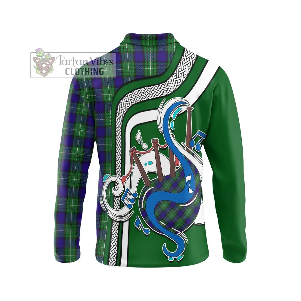 Alexander Tartan Long Sleeve Polo Shirt with Epic Bagpipe Style