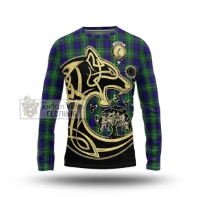 Alexander Tartan Long Sleeve T-Shirt with Family Crest Celtic Wolf Style