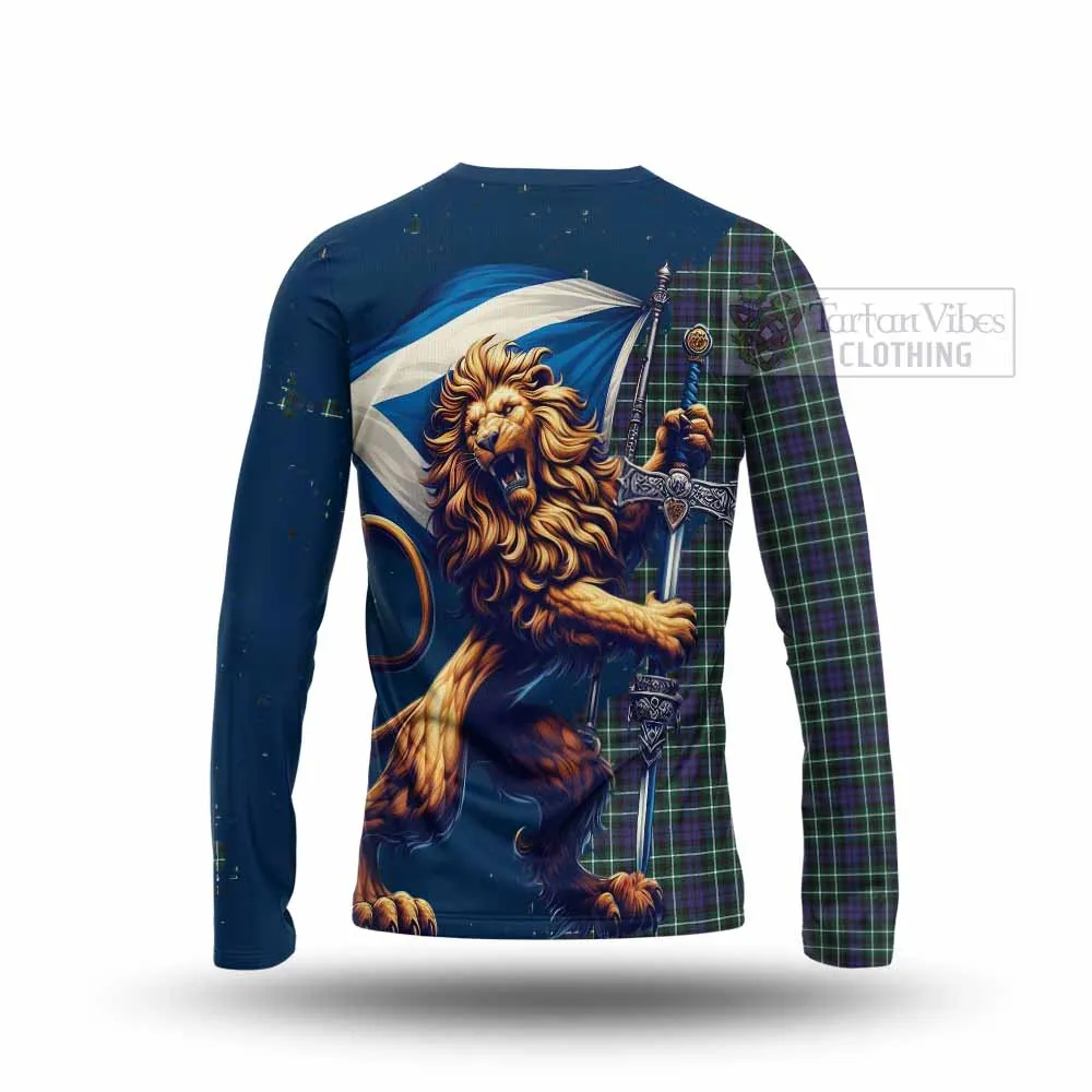 Allardice Tartan Family Crest Long Sleeve T-Shirt with Scottish Majestic Lion