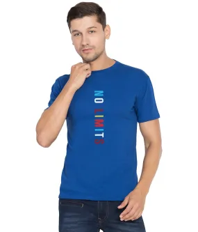 American-Elm Men's Round Neck Slim Fit Half Sleeves Royal Blue Stylish Cotton Printed T-Shirt