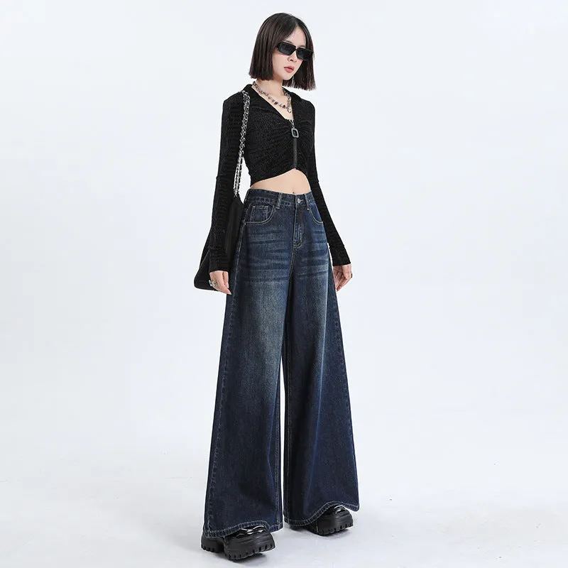 American Retro Women's High Waist Loose Wide Legs Jeans