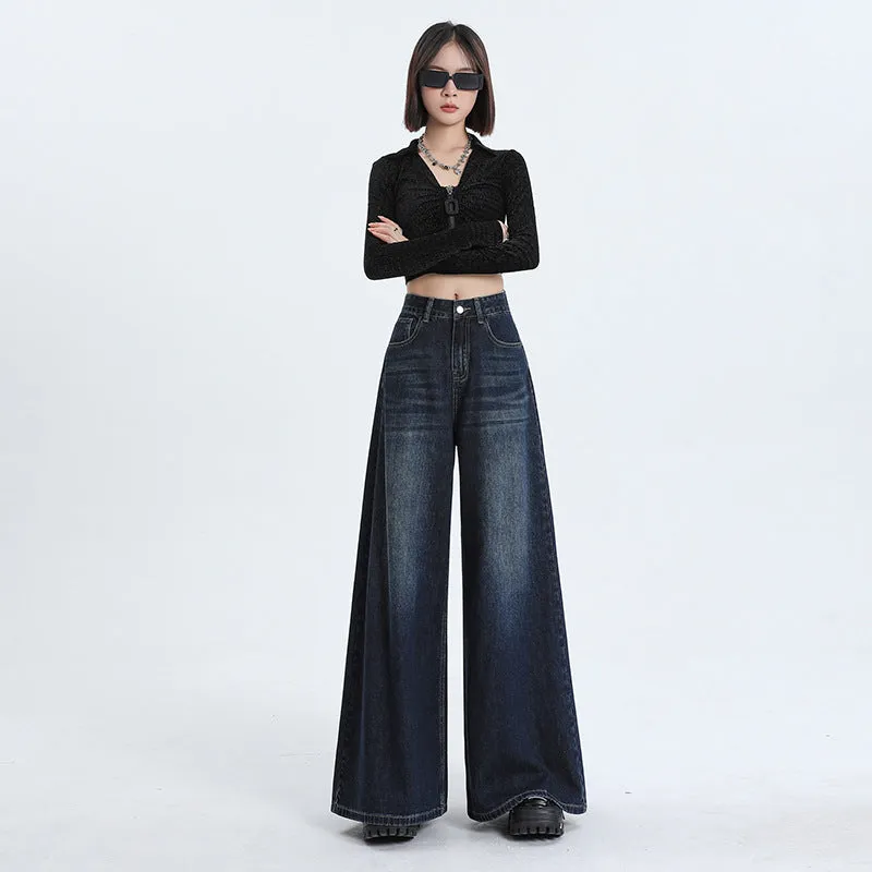 American Retro Women's High Waist Loose Wide Legs Jeans