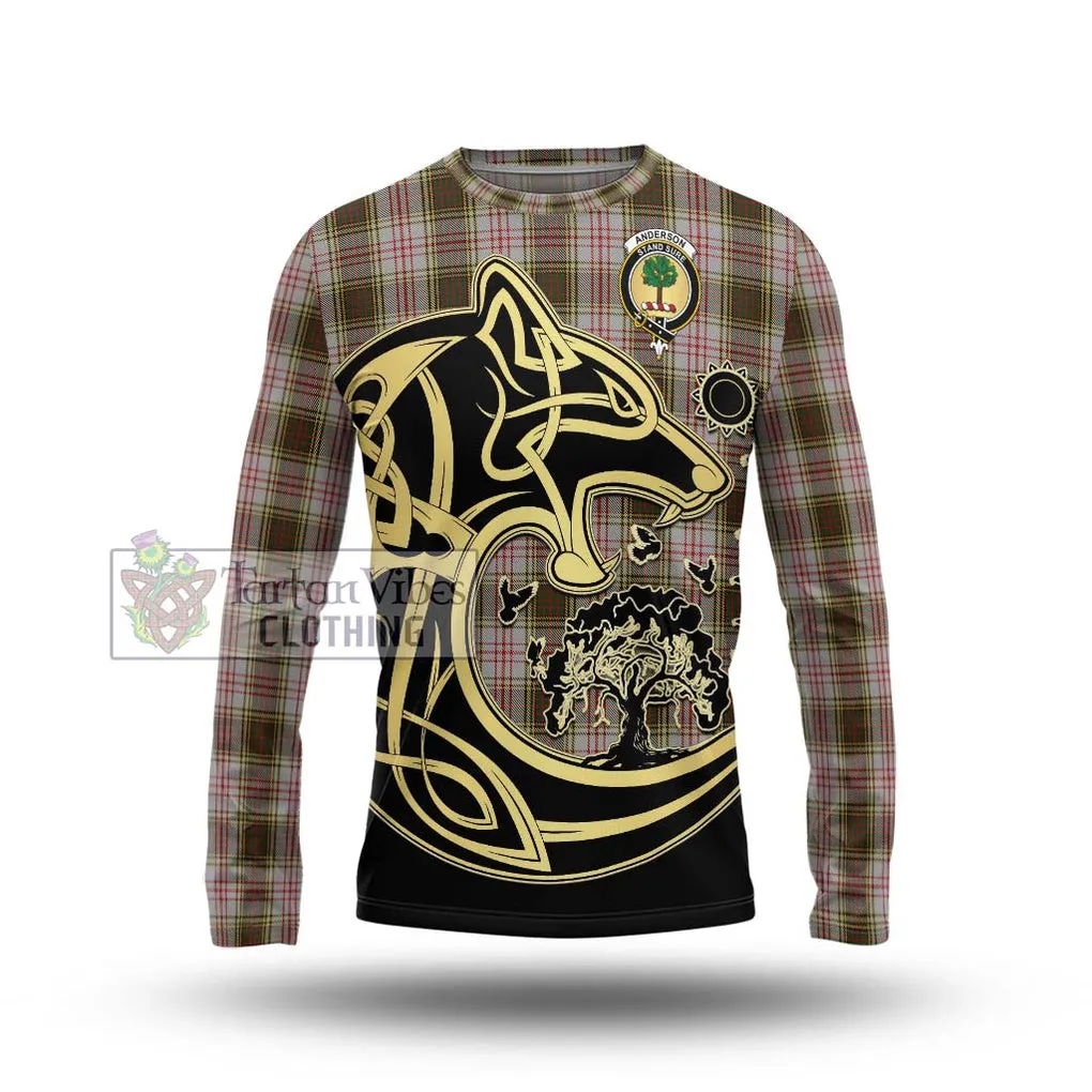 Anderson Dress Tartan Long Sleeve T-Shirt with Family Crest Celtic Wolf Style