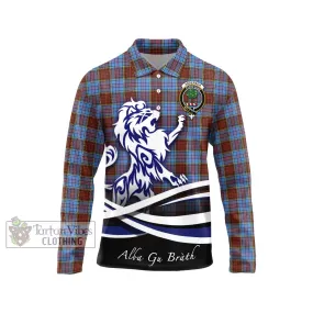 Anderson Modern Tartan Long Sleeve Polo Shirt with Alba Gu Brath Regal Lion Emblem