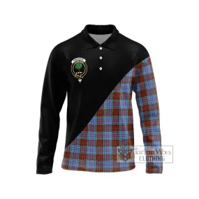 Anderson Modern Tartan Long Sleeve Polo Shirt with Family Crest and Military Logo Style