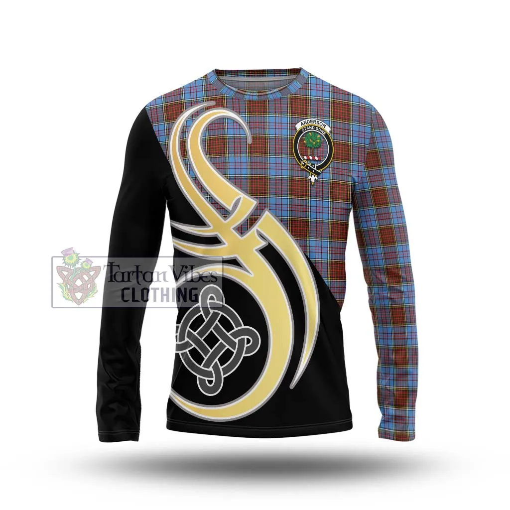 Anderson Modern Tartan Long Sleeve T-Shirt with Family Crest and Celtic Symbol Style