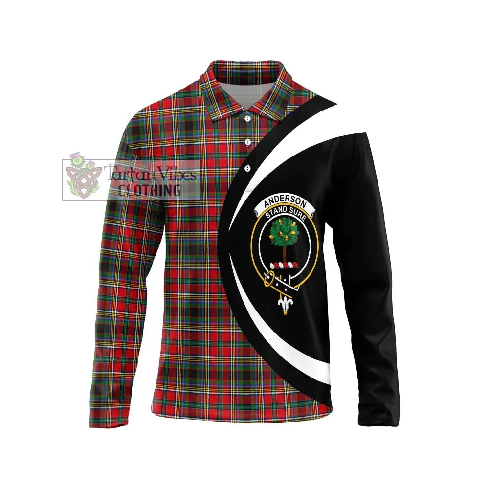 Anderson of Arbrake Tartan Long Sleeve Polo Shirt with Family Crest Circle Style