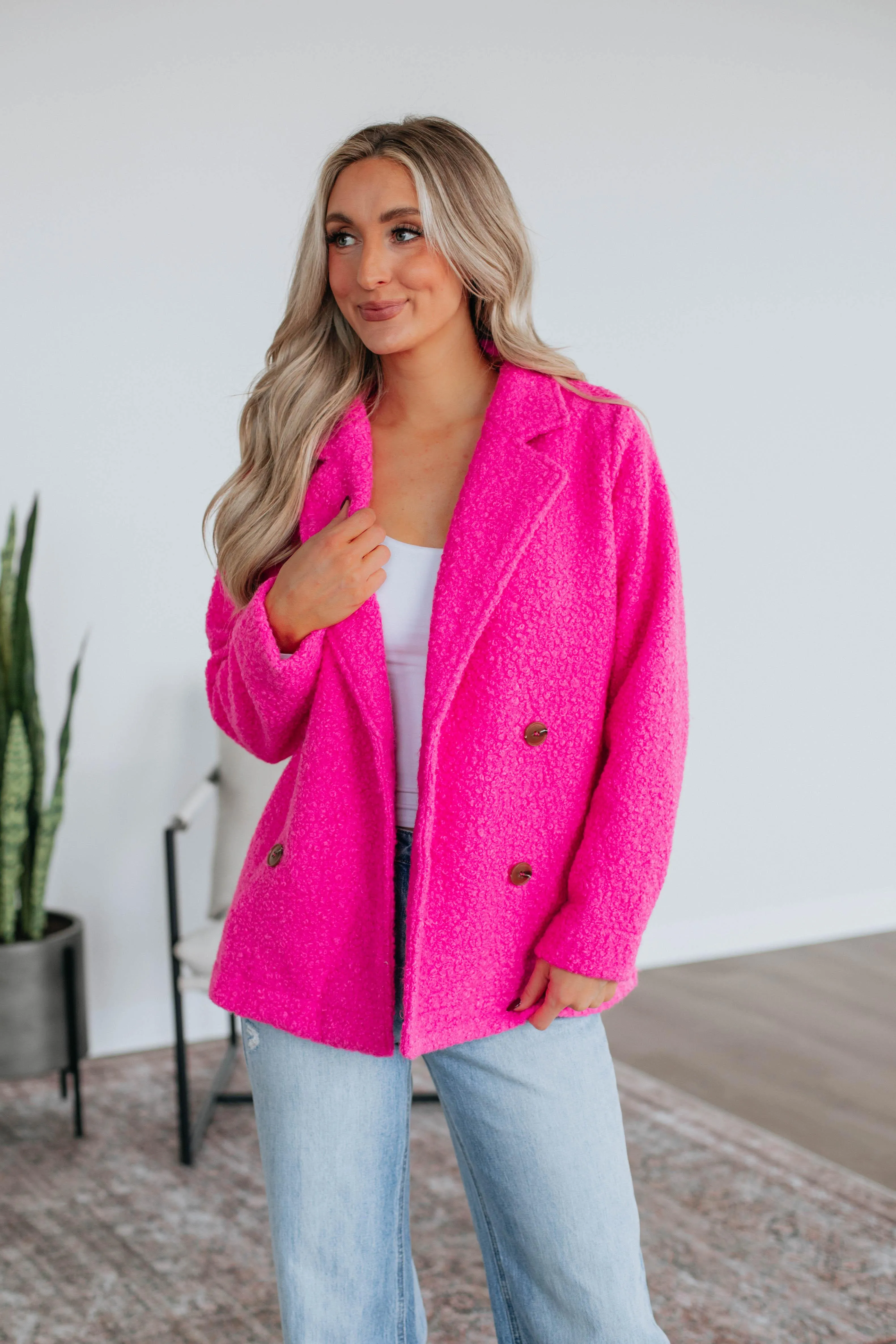 Ania Teddy Coat - Fuchsia