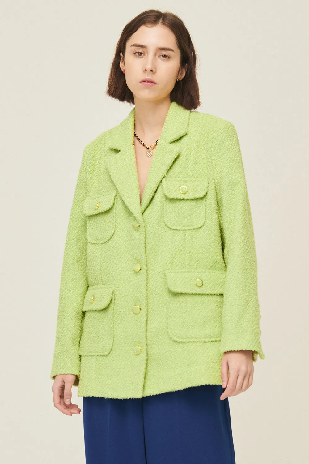 Anna Pocket Tweed Coat