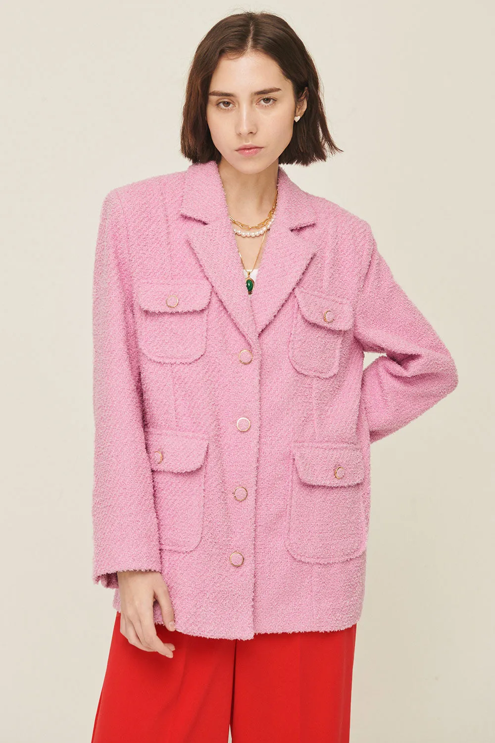 Anna Pocket Tweed Coat