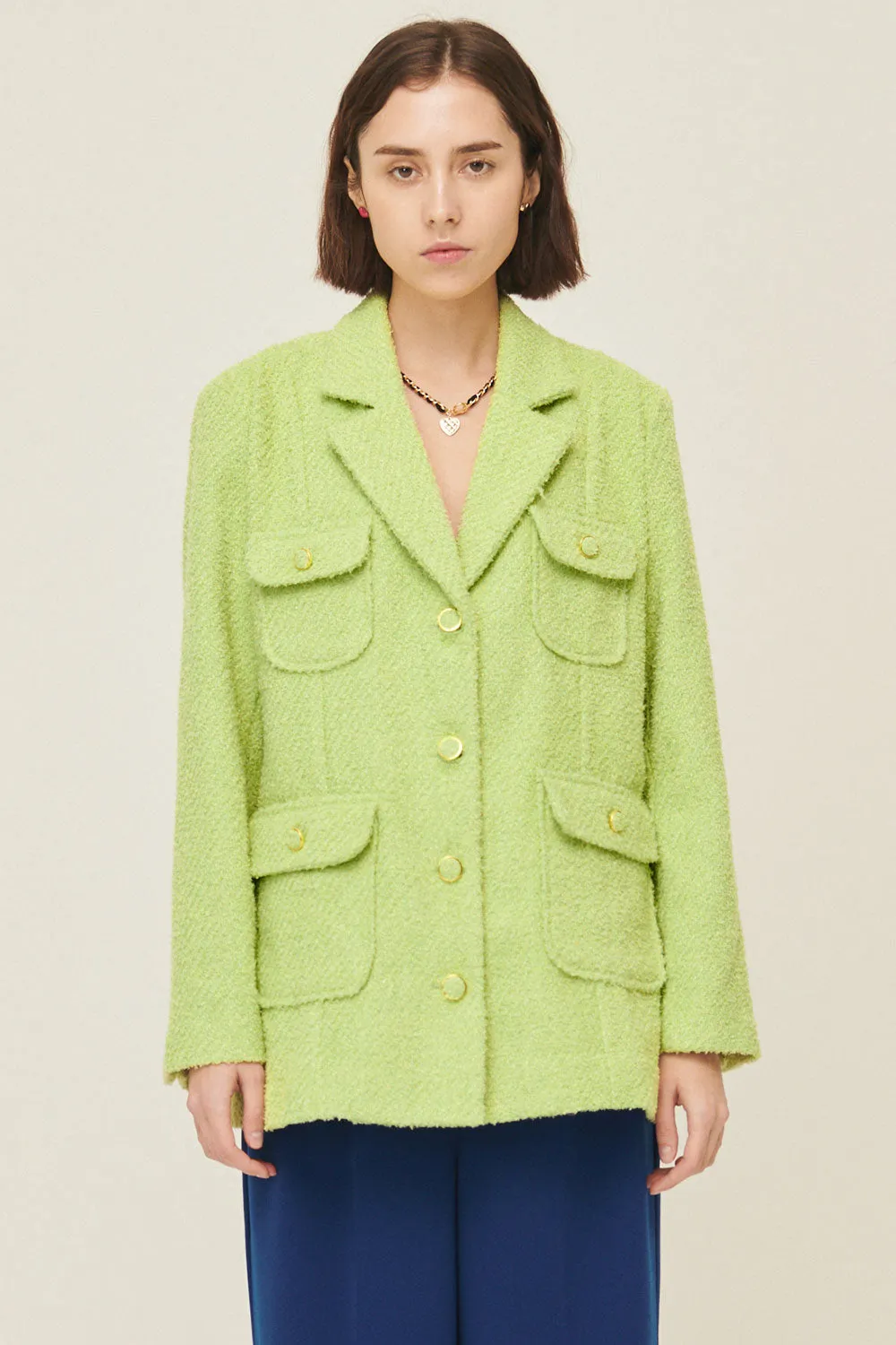 Anna Pocket Tweed Coat