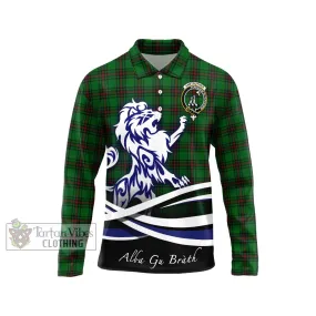 Anstruther Tartan Long Sleeve Polo Shirt with Alba Gu Brath Regal Lion Emblem