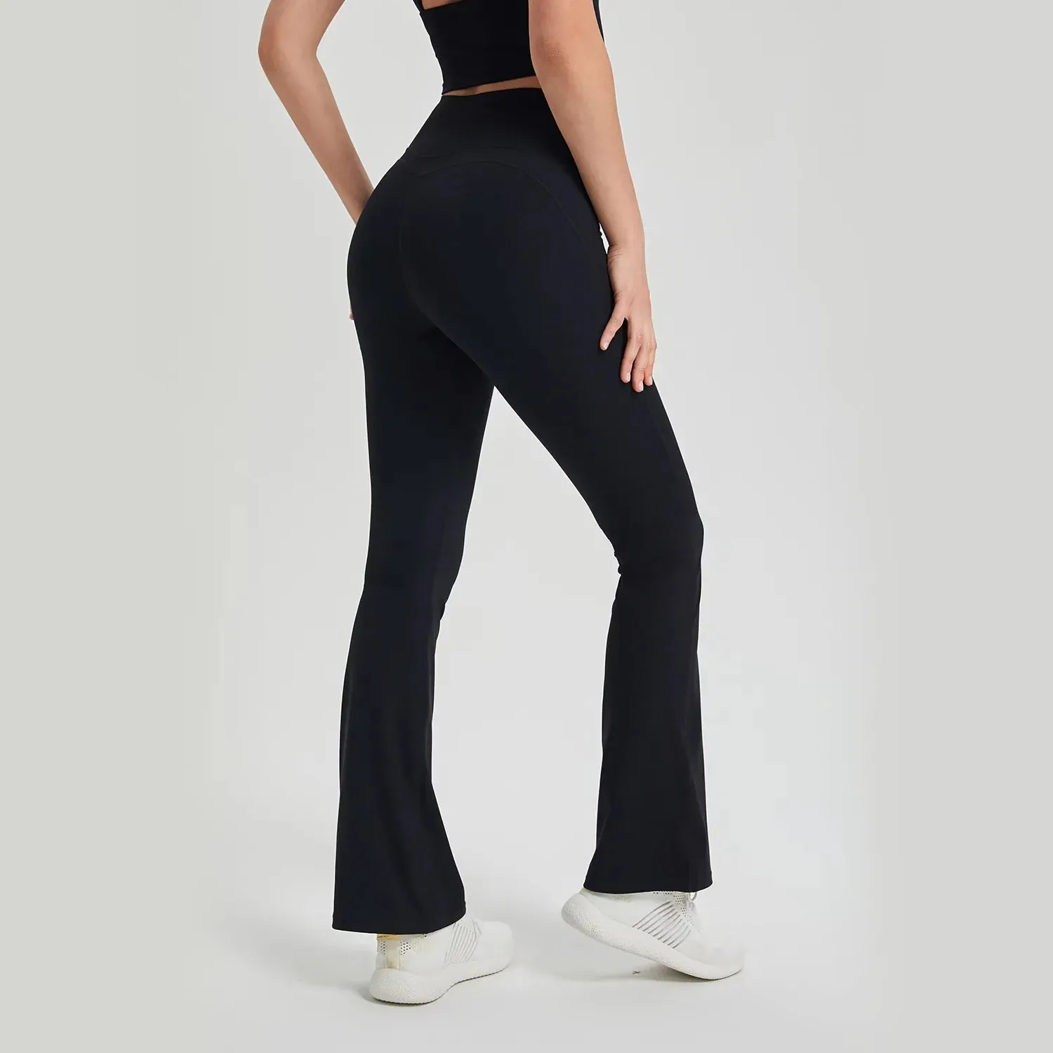 Antibacterial Bell-bottomed Trousers with Built-in Underwear Push Up Yoga Pants Sports Leggings