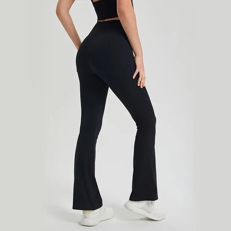 Antibacterial Bell-bottomed Trousers with Built-in Underwear Push Up Yoga Pants Sports Leggings