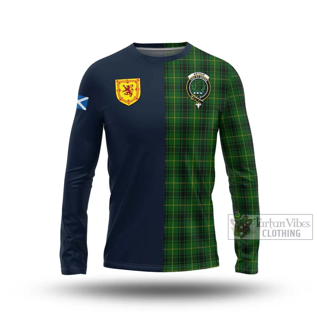 Arthur Tartan Long Sleeve T-Shirt Alba with Scottish Lion Royal Arm Half Style