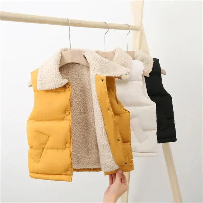 Autumn Winter New Boys Girls Sleeveless Hooded Vest Jacket Cartoon Print Coat Kids Warm Vest Outwear Clothes