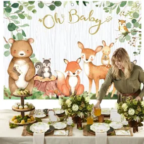 Baby Woodland Animals Baby Shower Photo Backdrop