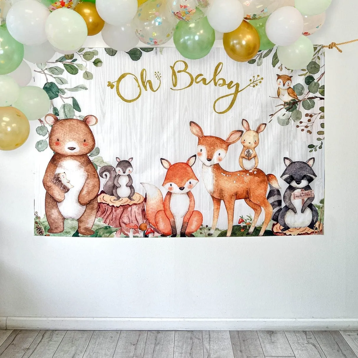 Baby Woodland Animals Baby Shower Photo Backdrop