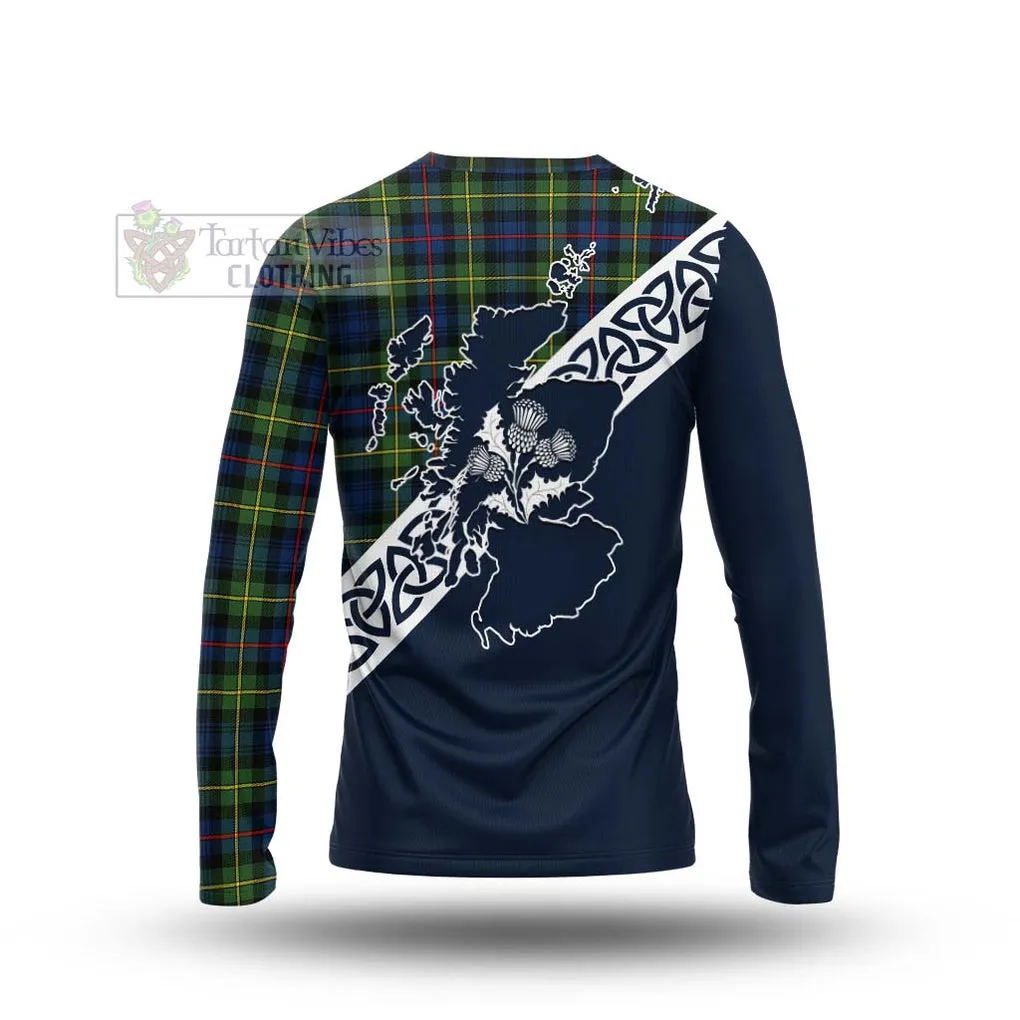 Baillie (Bailey) Tartan Long Sleeve T-Shirt Featuring Thistle and Scotland Map