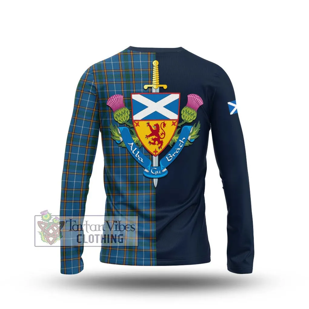 Bain Tartan Long Sleeve T-Shirt Alba with Scottish Lion Royal Arm Half Style