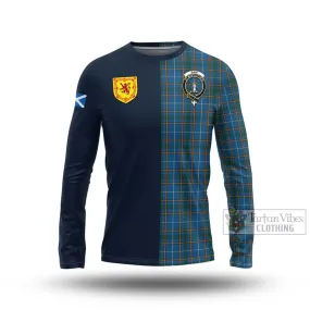 Bain Tartan Long Sleeve T-Shirt Alba with Scottish Lion Royal Arm Half Style